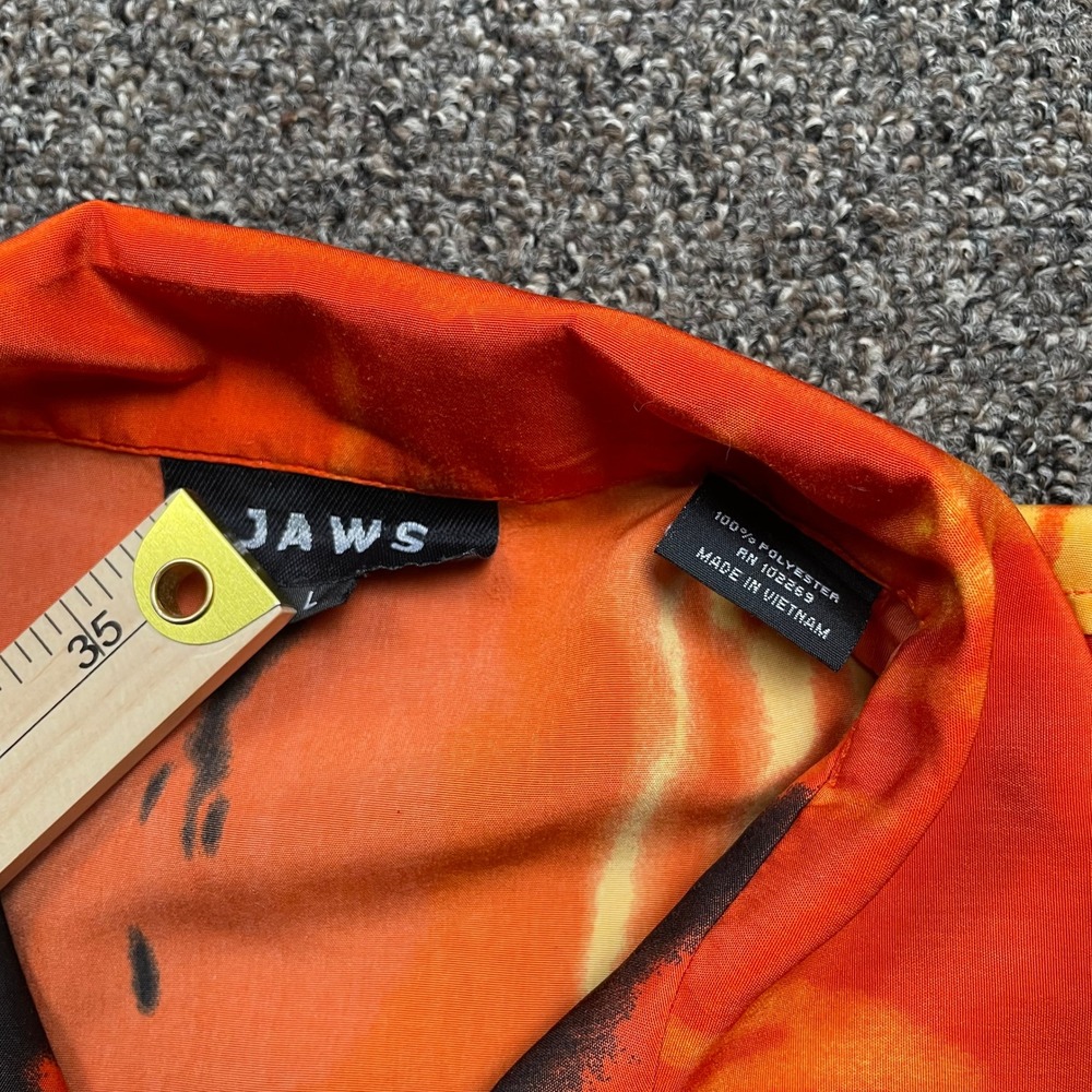 Vintage Jaws Anime Warrior Flame Graphic Button Down Shirt Orange Mens Large - Picture 6 of 6